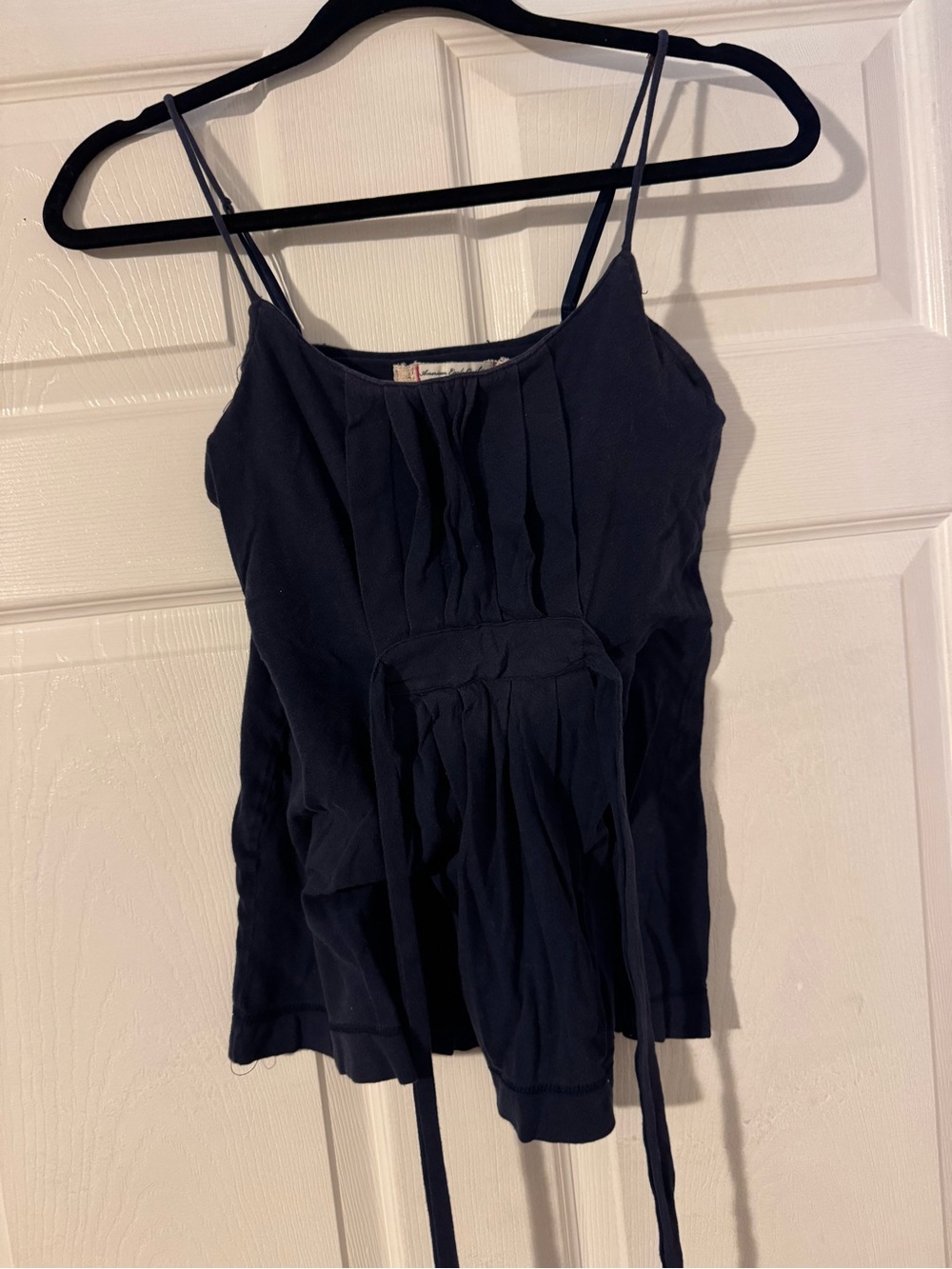 American Eagle Y2K Women’s Navy Blue Pleated Spaghetti Strap Tank Top